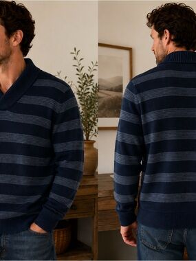 Men's Striped V-Neck Brand New Sun and Stone sweater. W24 L28